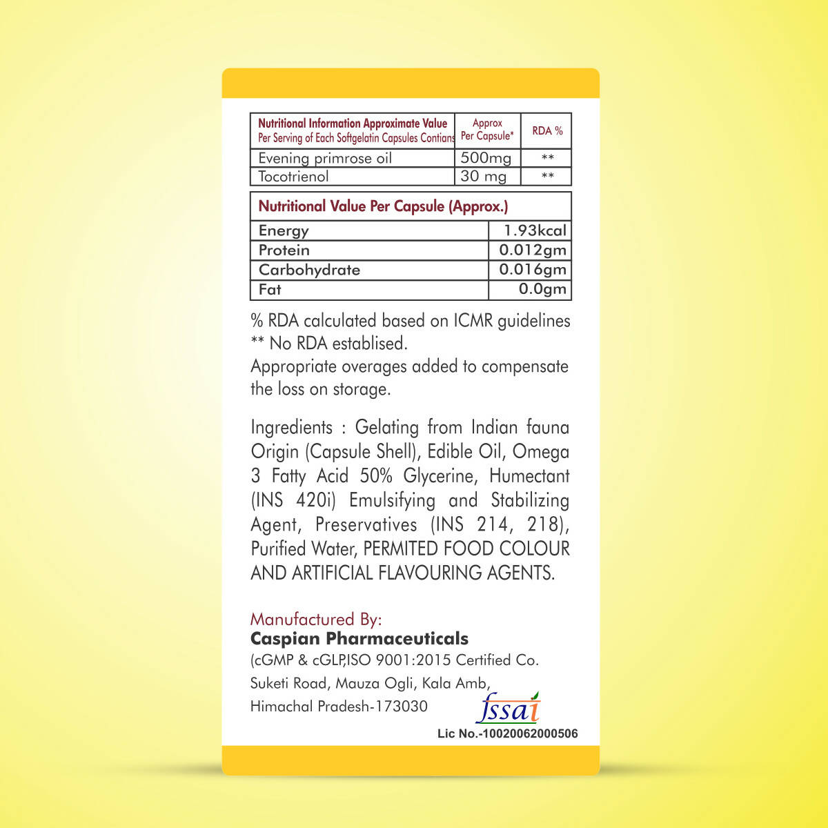 Fytika Epo 1000 Evening Primrose Oil and Tocotrienol Capsules | Grocsy
