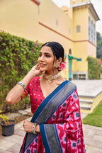 Vastranavya Printed and Foil Work Tussar Silk Lehenga with Unstitched Blouse - Blue | Grocsy