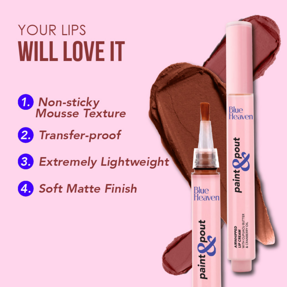 Blue Heaven Paint & Pout Airwhipped Lip Cream - Blush Bloom 11 | Grocsy