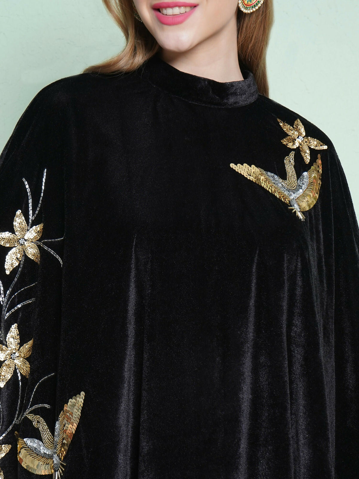 Joban Fashion Black Hand Embellished Cape Style Kurta with Bellbottom Pants | Grocsy