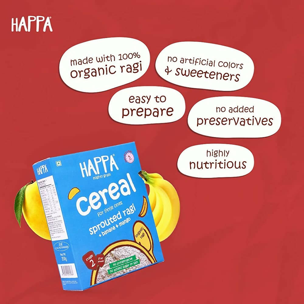 Happa Organic Ragi Porridge Mix- Ragi+Cardamom and Ragi+Banana+Mango Combo | Grocsy