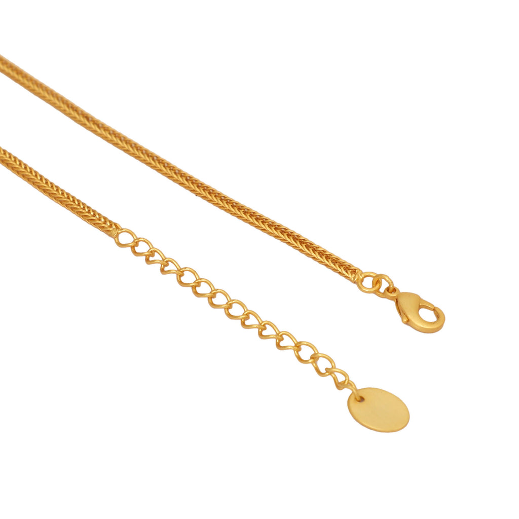 Nuyug 18K Gold-Plated Pearl Embellished Minimal Chain Textured Surface Floral Pendant Necklace | Grocsy