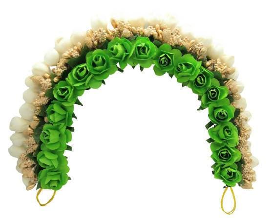 Green & White Rose Gajra | Grocsy