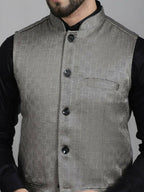 Even Apparels Nehru Jacket With Welt Pockets - Grey | Grocsy
