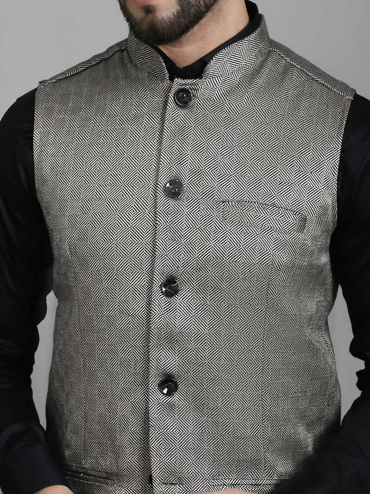 Even Apparels Nehru Jacket With Welt Pockets - Grey | Grocsy
