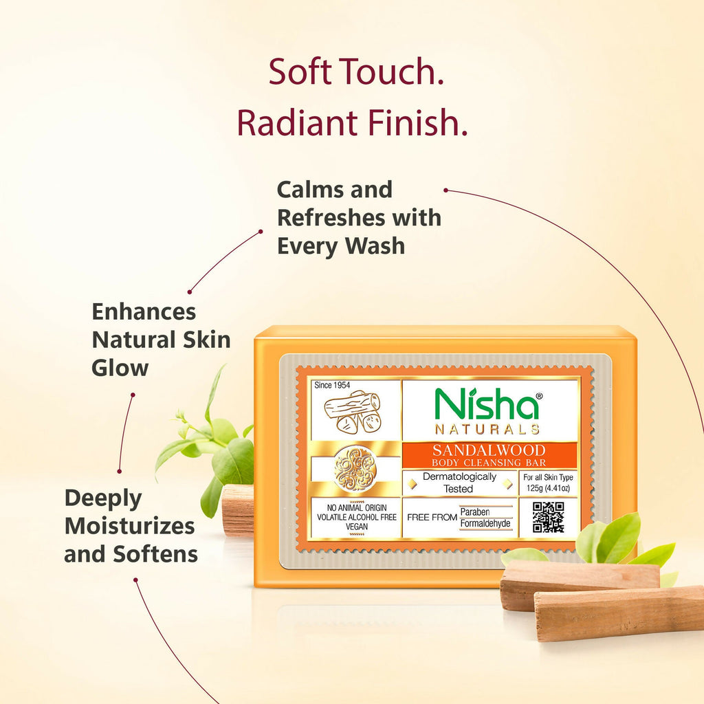 Nisha Sandalwood Body Cleansing Soap Bar | Grocsy