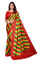 Vamika Ethnic Fire Red Foil Print Art Silk Saree | Grocsy