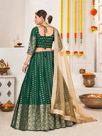 DEIANA'S Beautiful Jackquard Weaving Lehengha Choli - Green | Grocsy