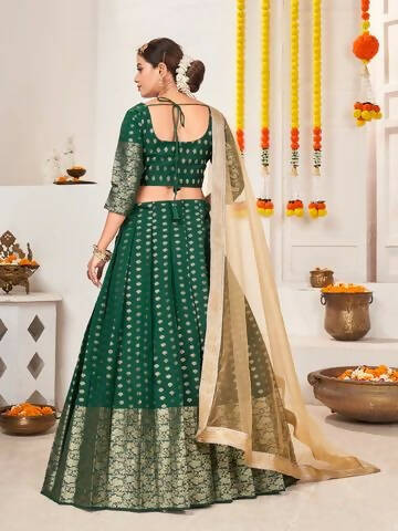 DEIANA'S Beautiful Jackquard Weaving Lehengha Choli - Green | Grocsy