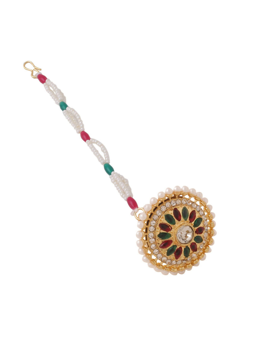 NVR Women's Trending Stylish Gold-Polished Maang Tikka | Grocsy