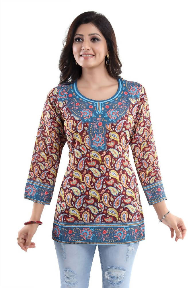 Snehal Creations Brush-Up Summer Cool Printed Short Kurti Tunic | Grocsy