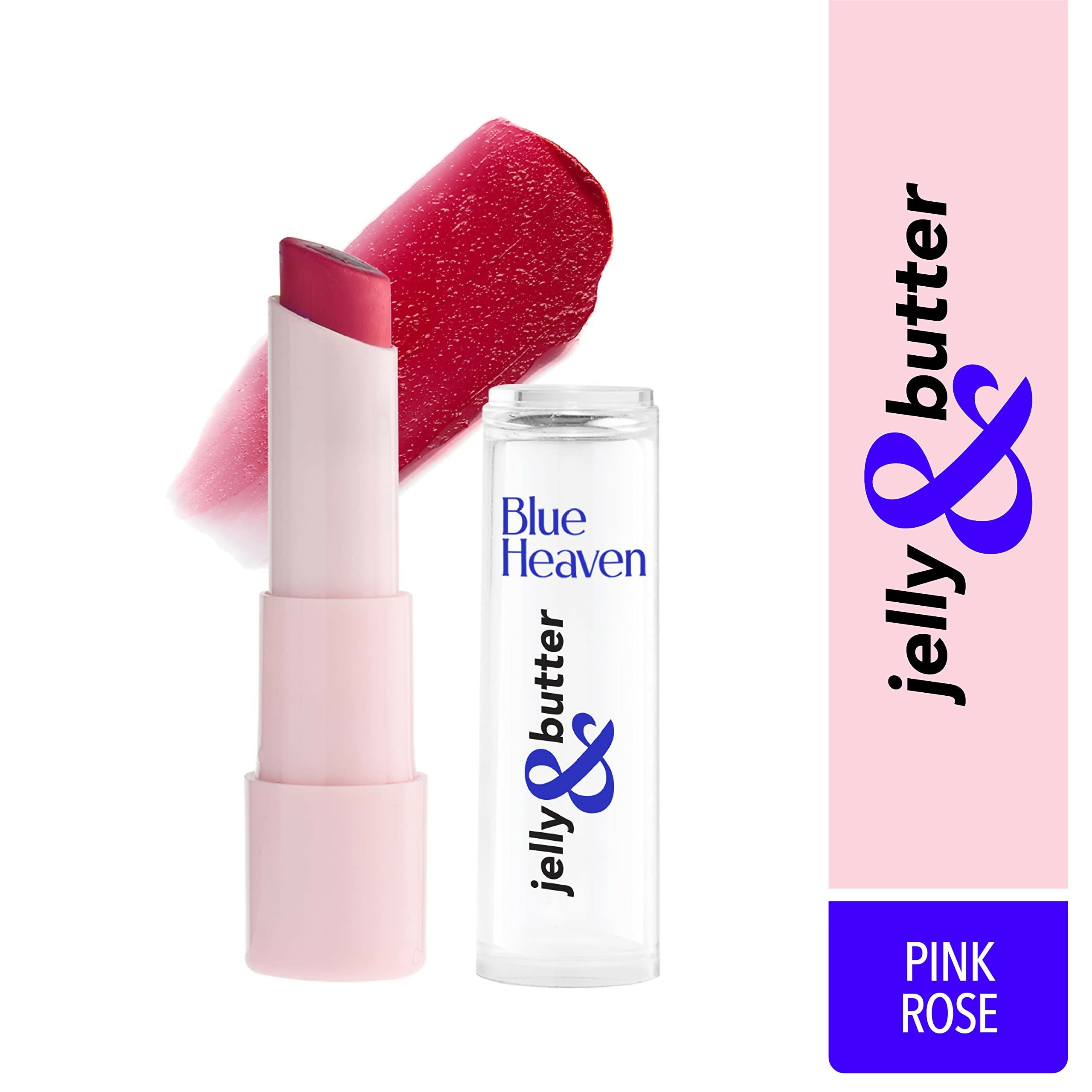 Blue Heaven Jelly & Butter Lip Balm - Pink Rose, infused with Shea Butter & Vitamin E, Fades Pigmentation | Grocsy
