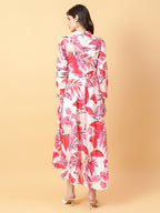 Joban Fashion Red Cotton Printed & Hand Work Dress | Grocsy