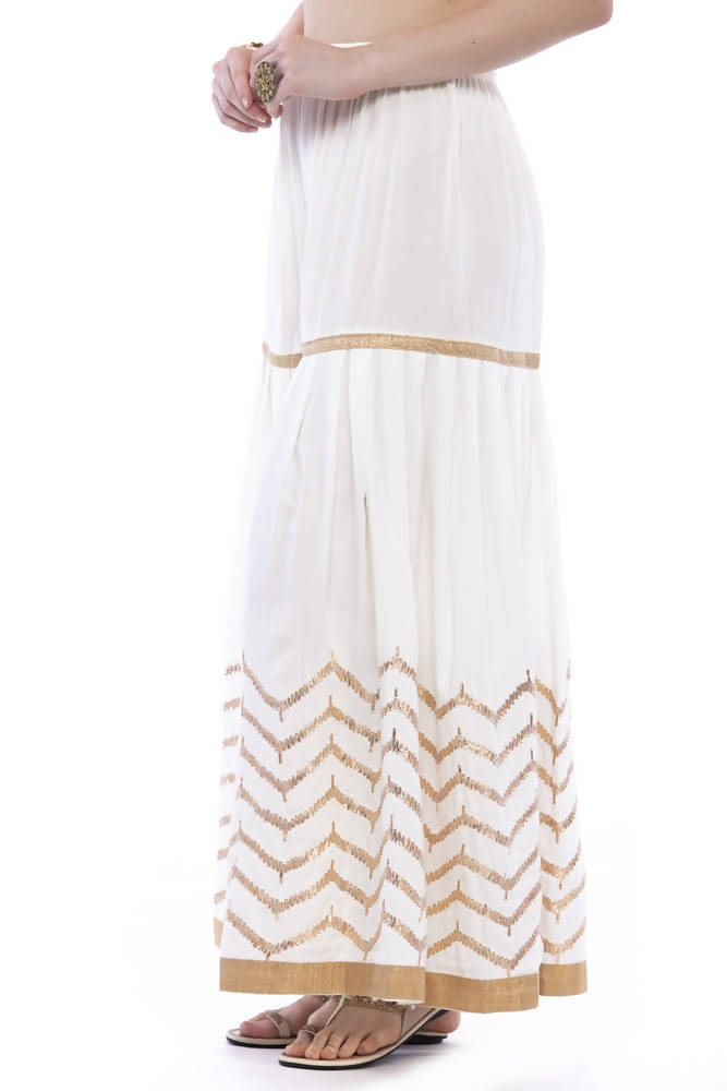 Mominos Fashion Latest Cotton Off White Gota Print Sharara For Girls | Grocsy