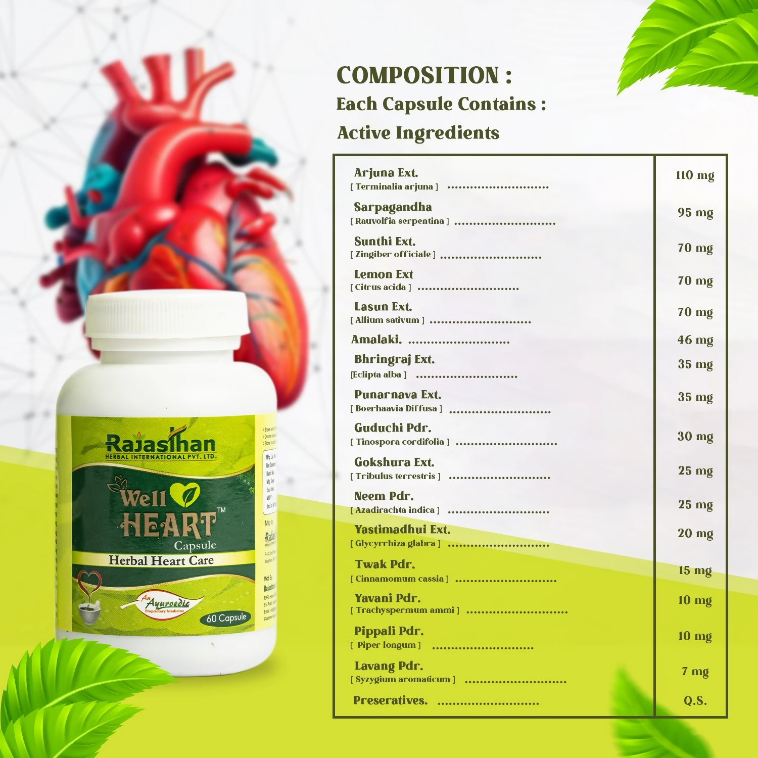 Rajasthan Herbals Well Heart Capsules | Grocsy