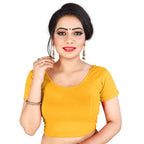 Vamika Mustard Lycra Plain Blouse | Grocsy