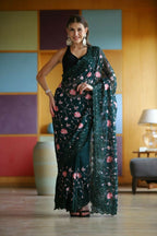 Vamsee Ashi Green Georgette Saree | Grocsy