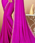 Purple Chiffon Leheriya Printed Saree With Unstitched Blouse Piece - Swarna | Grocsy