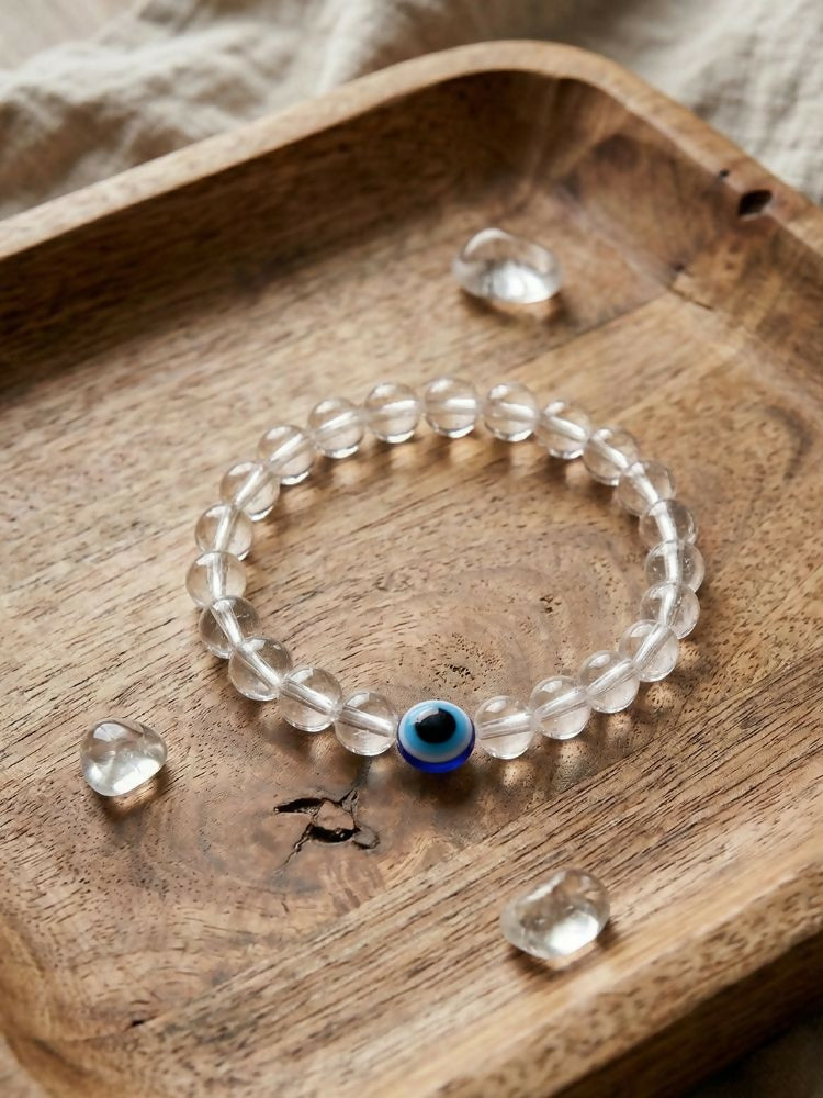 NVR White Crystal Evil Eye Bracelet for Men & Women | Grocsy