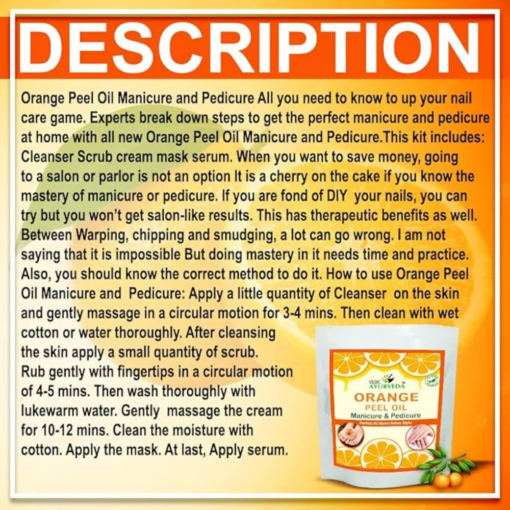 VedicAyurveda Manicure Pedicure Spa Kit Orange Peel Oil | Grocsy