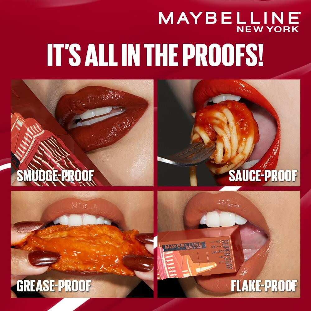 Maybelline New York Super Stay Vinyl Ink Liquid Lipstick, Instant Shine Lasts Up To 16H - Siracha Sauce | Grocsy