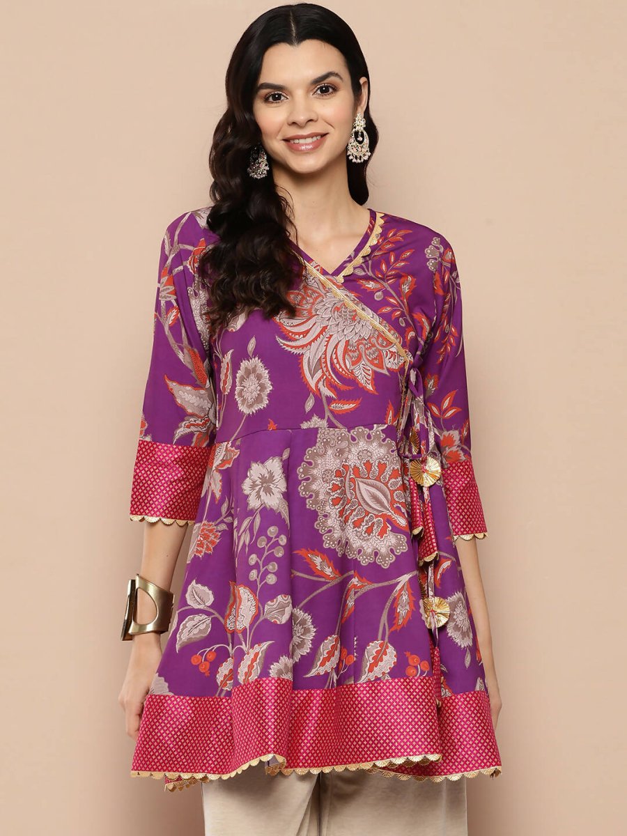 Ahalyaa Women's Traditional wear Tunic - Purple | Grocsy