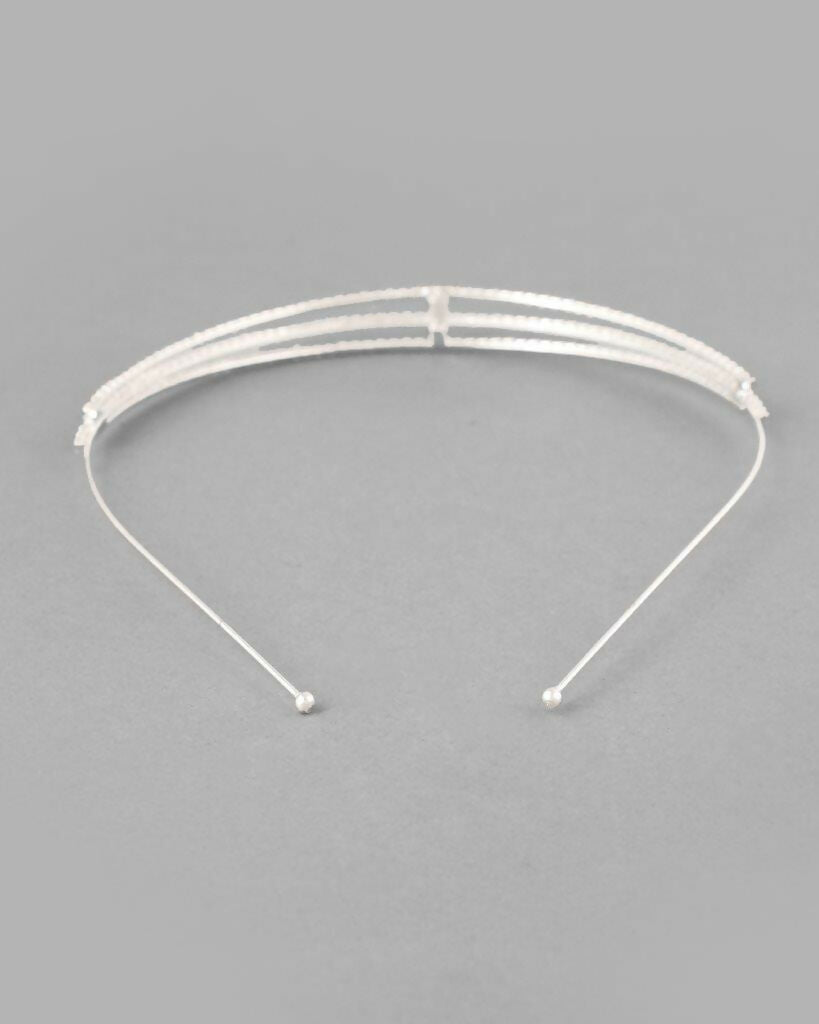 VOJ Silver Plated AD Stone Studded Hair Band | Grocsy