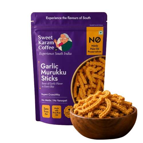 Sweet Karam Coffee Garlic Murukku Sticks | Grocsy