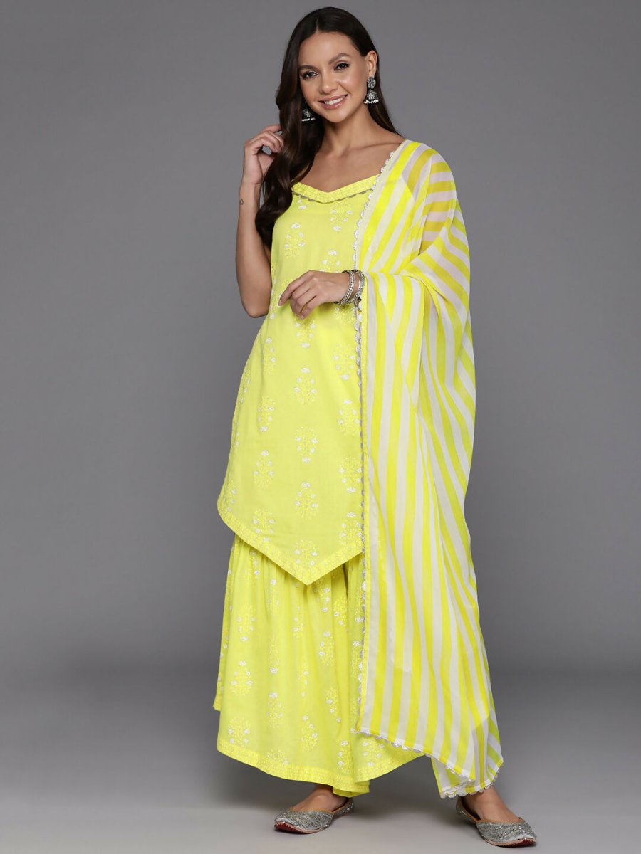 Ahalyaa Women's Traditional wear Kurta Set - Yellow | Grocsy