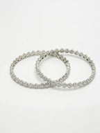 NVR Women's Set of 2 Silver-Plated CZ Stone-Studded Handcrafted Bangles