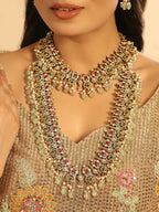 Nuyug 18K Gold Plated Divine Gold Tone Beaded Long Necklace Set | Grocsy