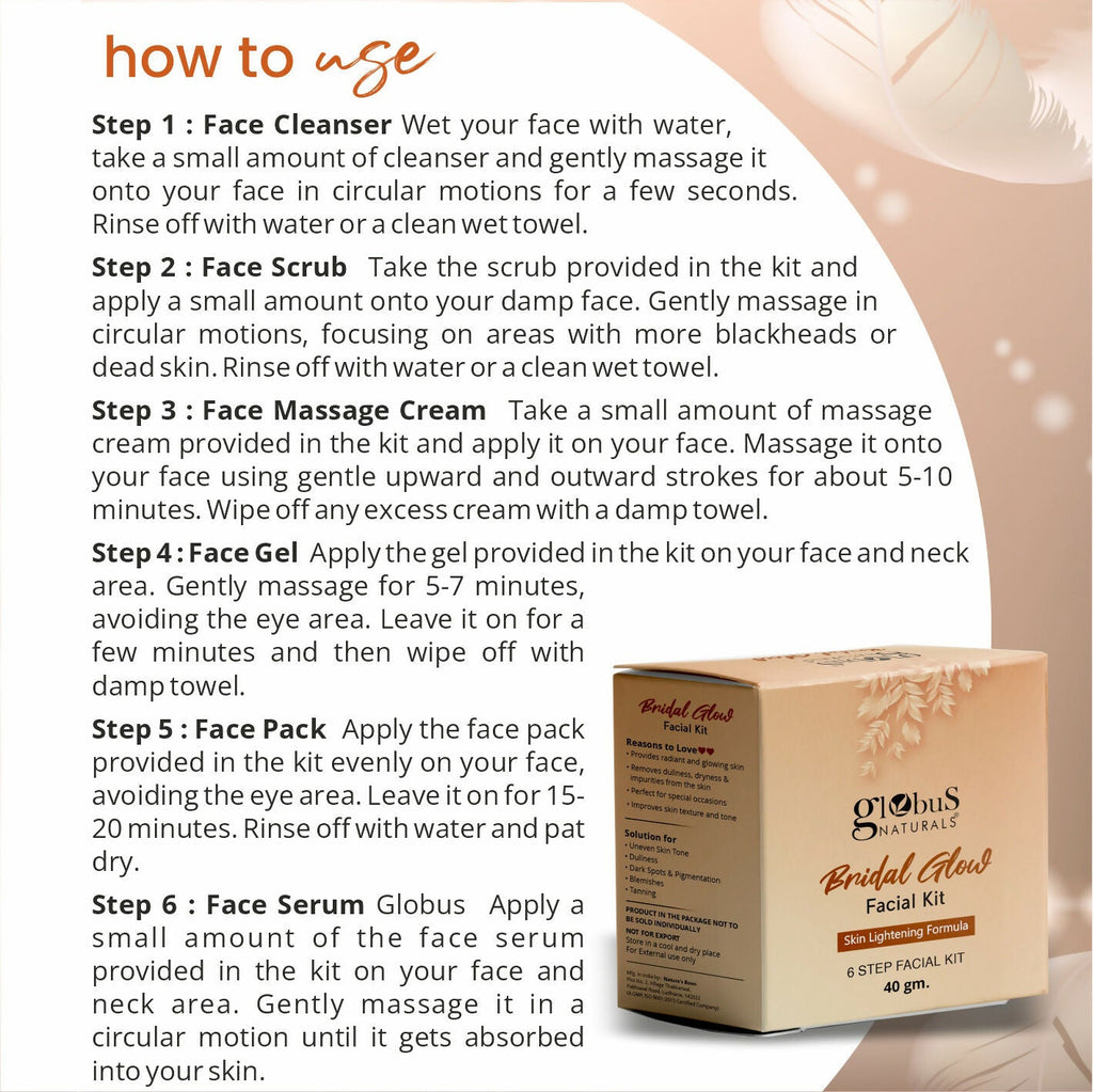 Globus Naturals Illuminating Bridal Glow 6 Step Facial Kit | Grocsy
