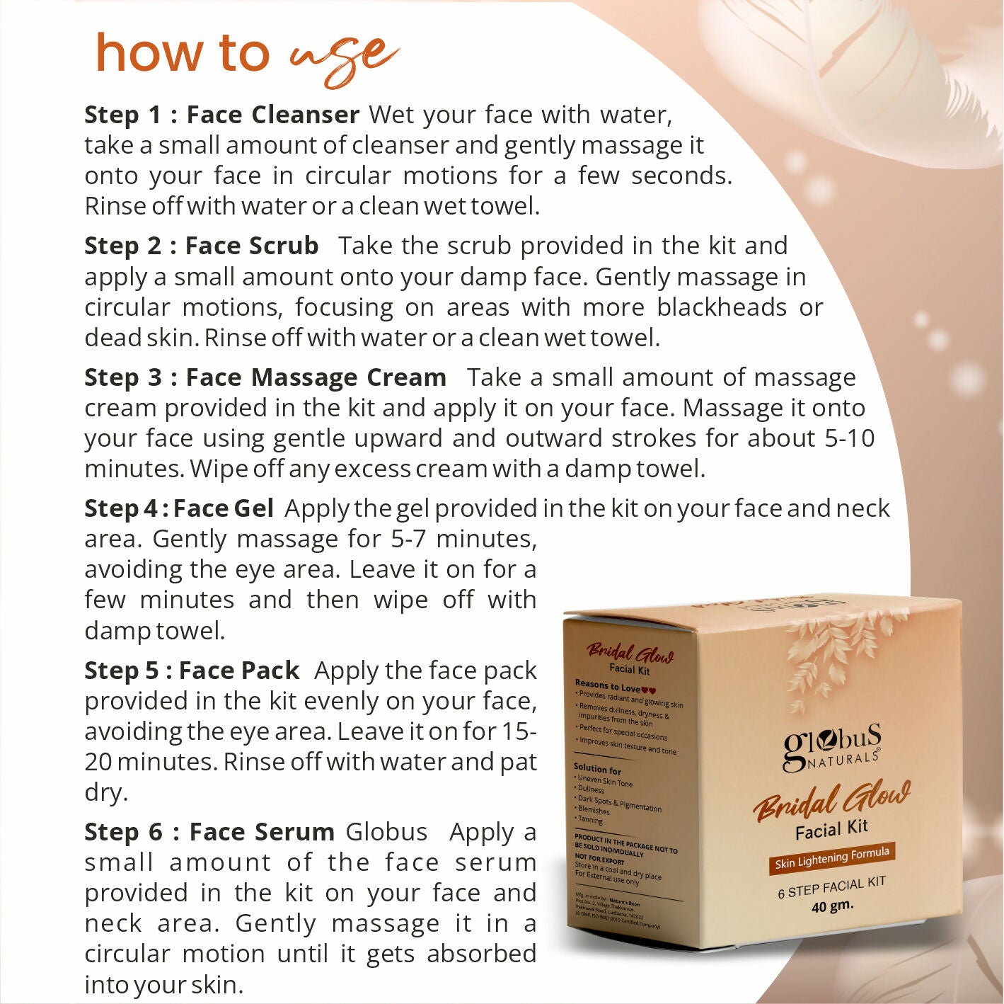 Globus Naturals Illuminating Bridal Glow 6 Step Facial Kit | Grocsy