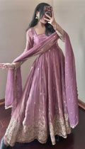 Teeya Creation Onion Fendy Silk Designer Heavy Work Wedding Wear Long Gown | Grocsy