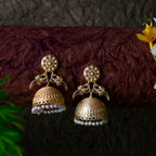 Joban Fashion Women Matte Gold Brass Jhumka | Grocsy
