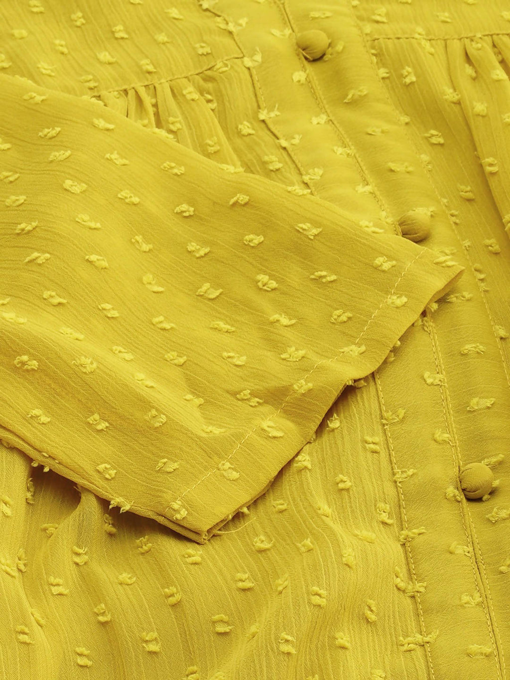 Janasya Women Mustard Yellow Dobby Weave Poly Chiffon Kurta | Grocsy