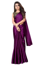 Vamika Violet Satin Designer Saree (PAVITRA WINE) | Grocsy