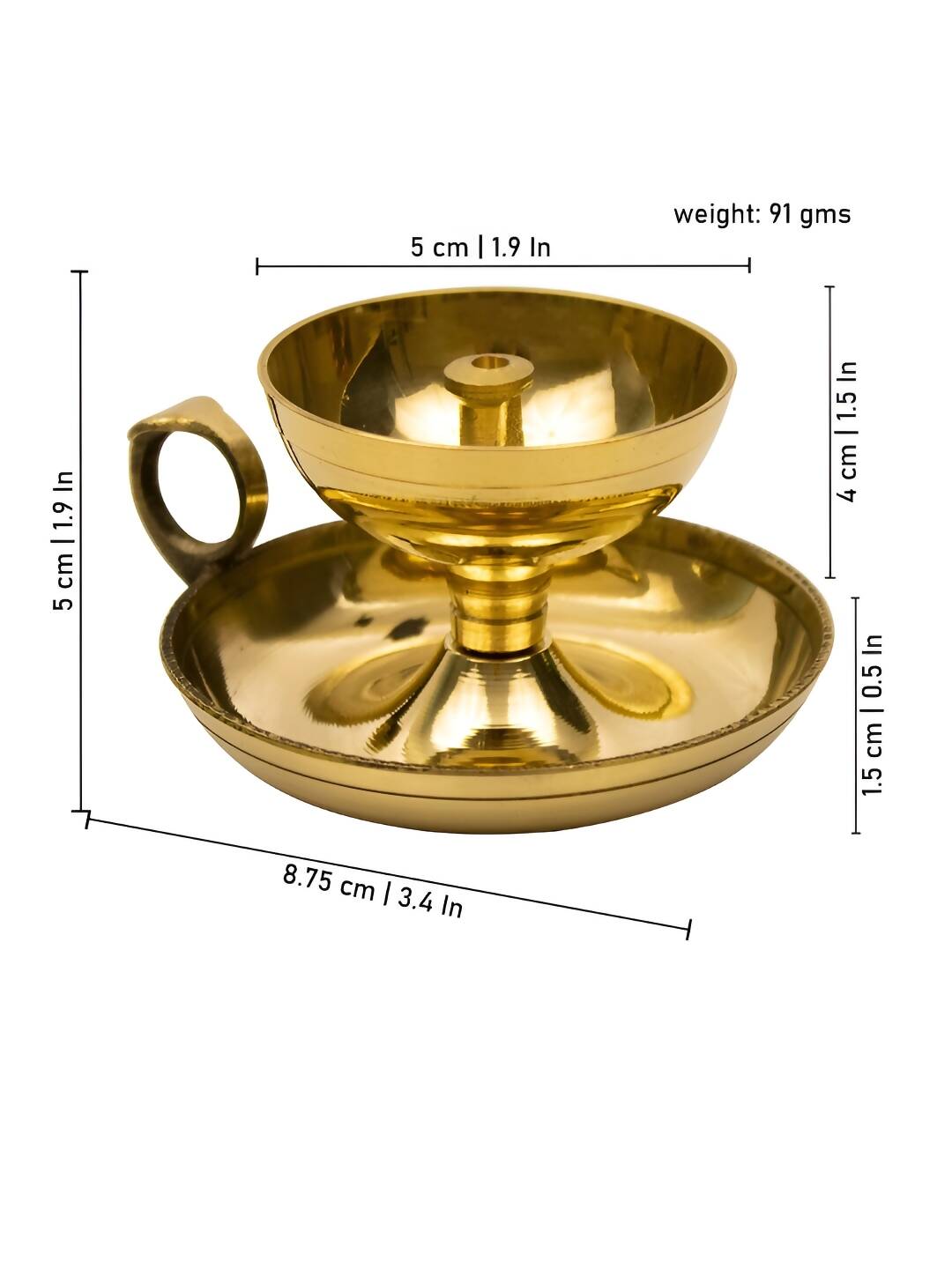 Spillbox Gold-Toned Brass Nandha Sampat Diya Pooja Essential | Grocsy