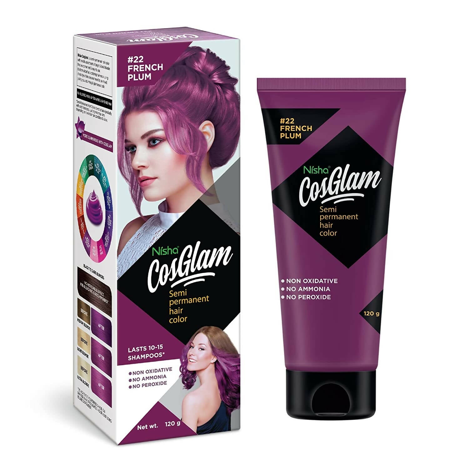 Nisha Cosglam Semi Permanent Hair Color 22 French Plum | Grocsy
