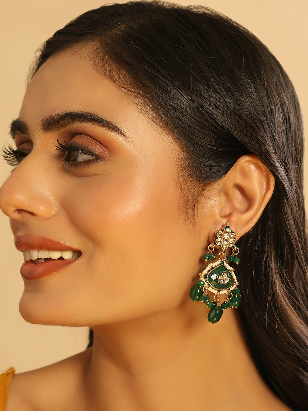 Nuyug 22K Gold Plated Arc Kundan Ruby Drops Necklace | Grocsy