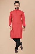 Men's Red Striped Cotton Kurta - Mahotsav | Grocsy