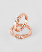 VOJ Stainless Steel Cubic Zirconia Rose Gold-Polished Adjustable Ring Set for Couple | Grocsy