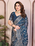 Teeya Creation New Trendy Party Wear Soft Silk Saree-Blue | Grocsy