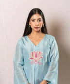 Timaraa Azure Lotus – Handcrafted Upada Silk Co-Ord Set | Grocsy