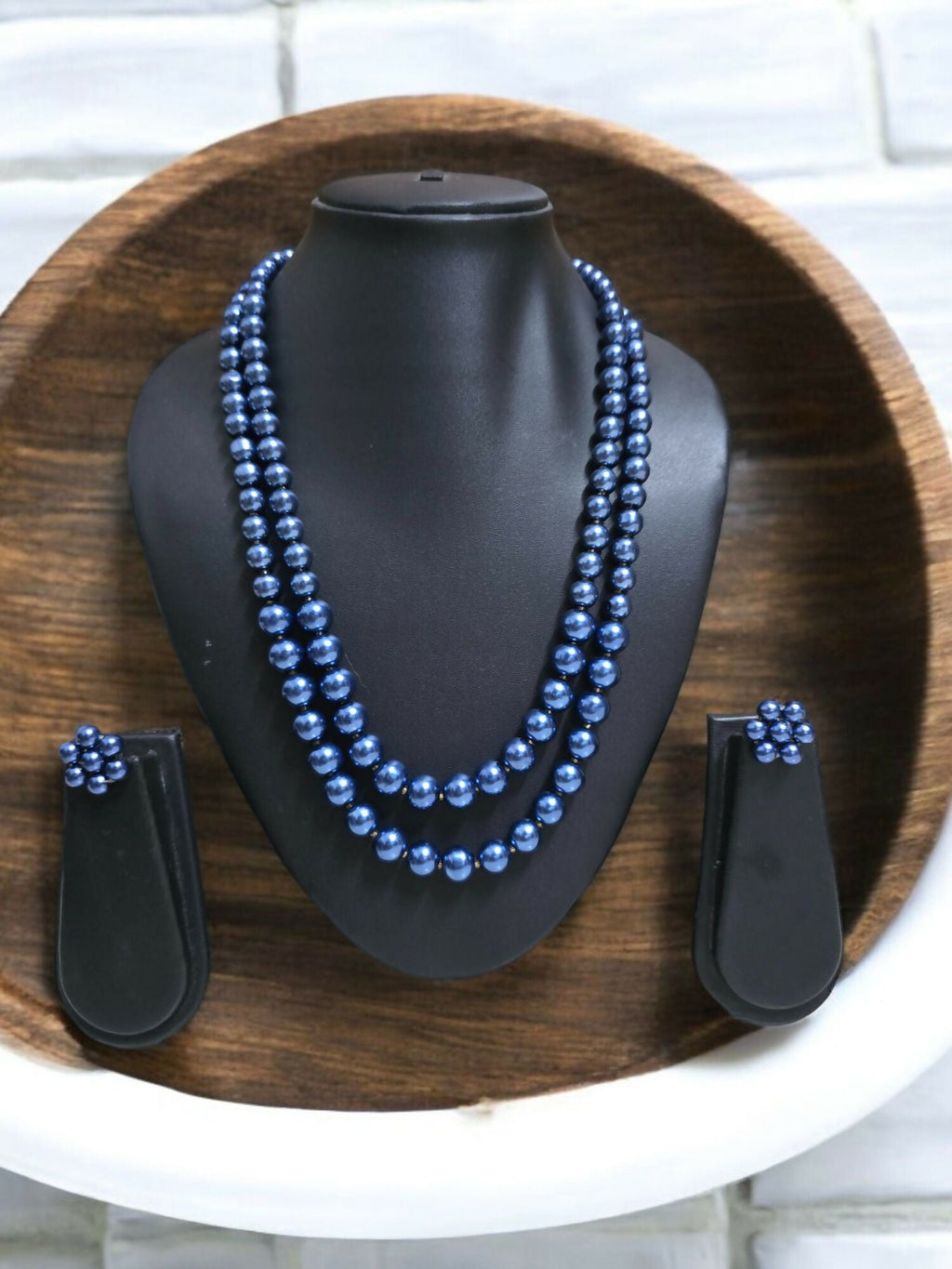Inhanns Everyday Workwear Pearl Set (Double Layered Pearls) - Blue | Grocsy
