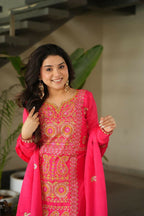 Joban Fashion Gajri Kurta Set Silk Sequins , Zari, Coding & Thread Embroidered work | Grocsy