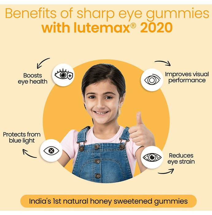 Zingavita Sharp Eye Gummies with Honey for Kids (2+ years) - Cranberry Flavor | Grocsy