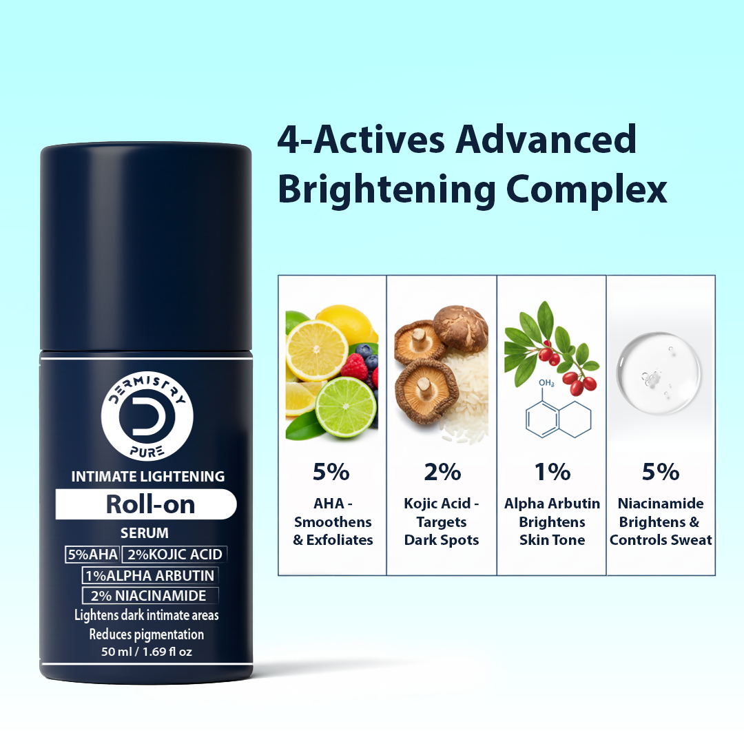 Dermistry Intimate Lightening Brightening & Underarm Deodorant Roll On Serum For Dark Spots Pigmentation | Grocsy