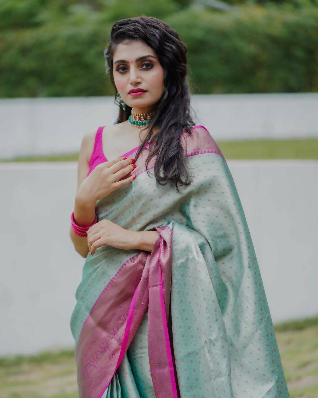 DEIANA'S Beautiful Designer Golden zari Soft Lichi Silk Saree - Sky | Grocsy