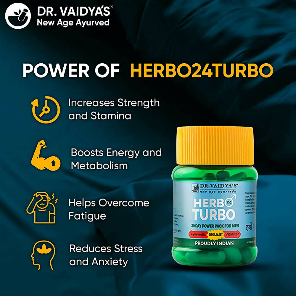 Dr. Vaidya's Herbo 24 Turbo Capsules For Men | Grocsy